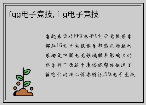 fqg电子竞技,ⅰg电子竞技